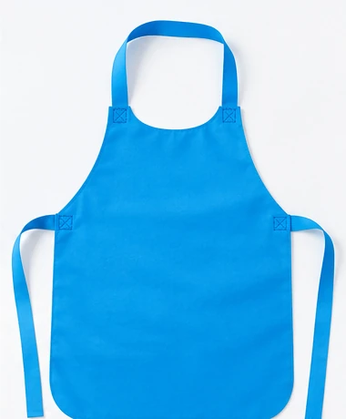 Blue tie-back apron studio concept